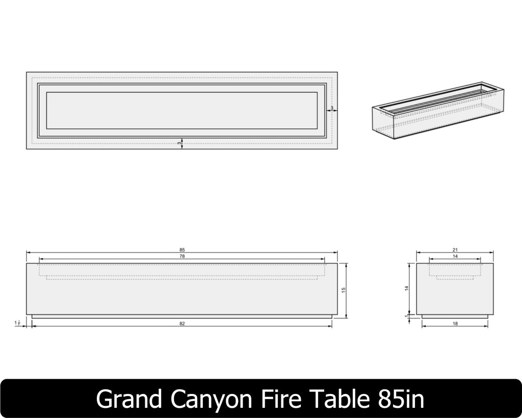 Grand Canyon — Concrete Fire Pit (55", 65", or 75" Length Options)