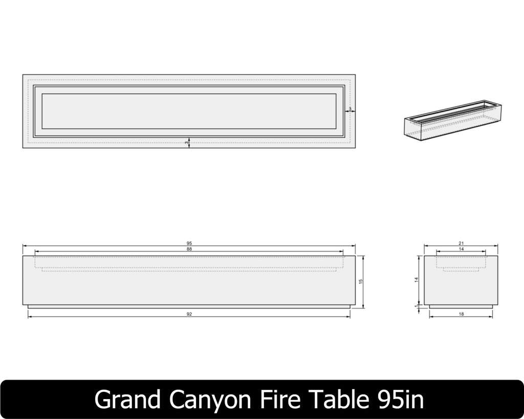Grand Canyon — Concrete Fire Pit (55", 65", or 75" Length Options)