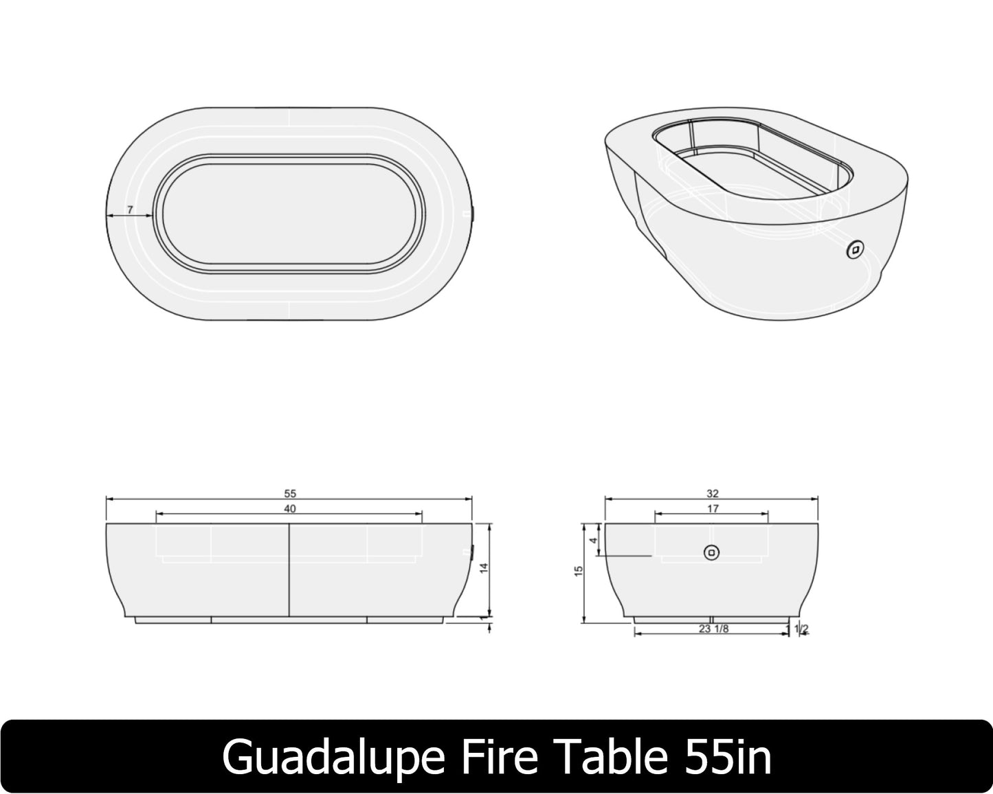 The Freedom Collection - GUADALUPE Concrete Fire Table