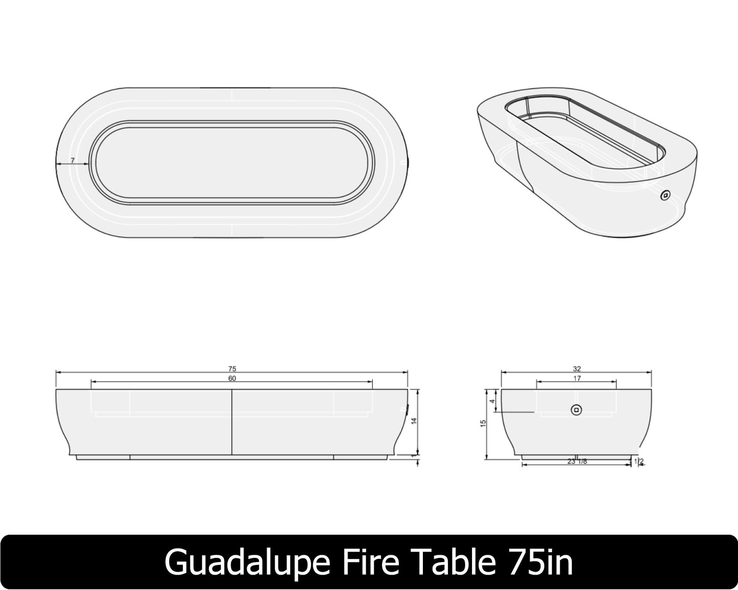 The Freedom Collection - GUADALUPE Concrete Fire Table