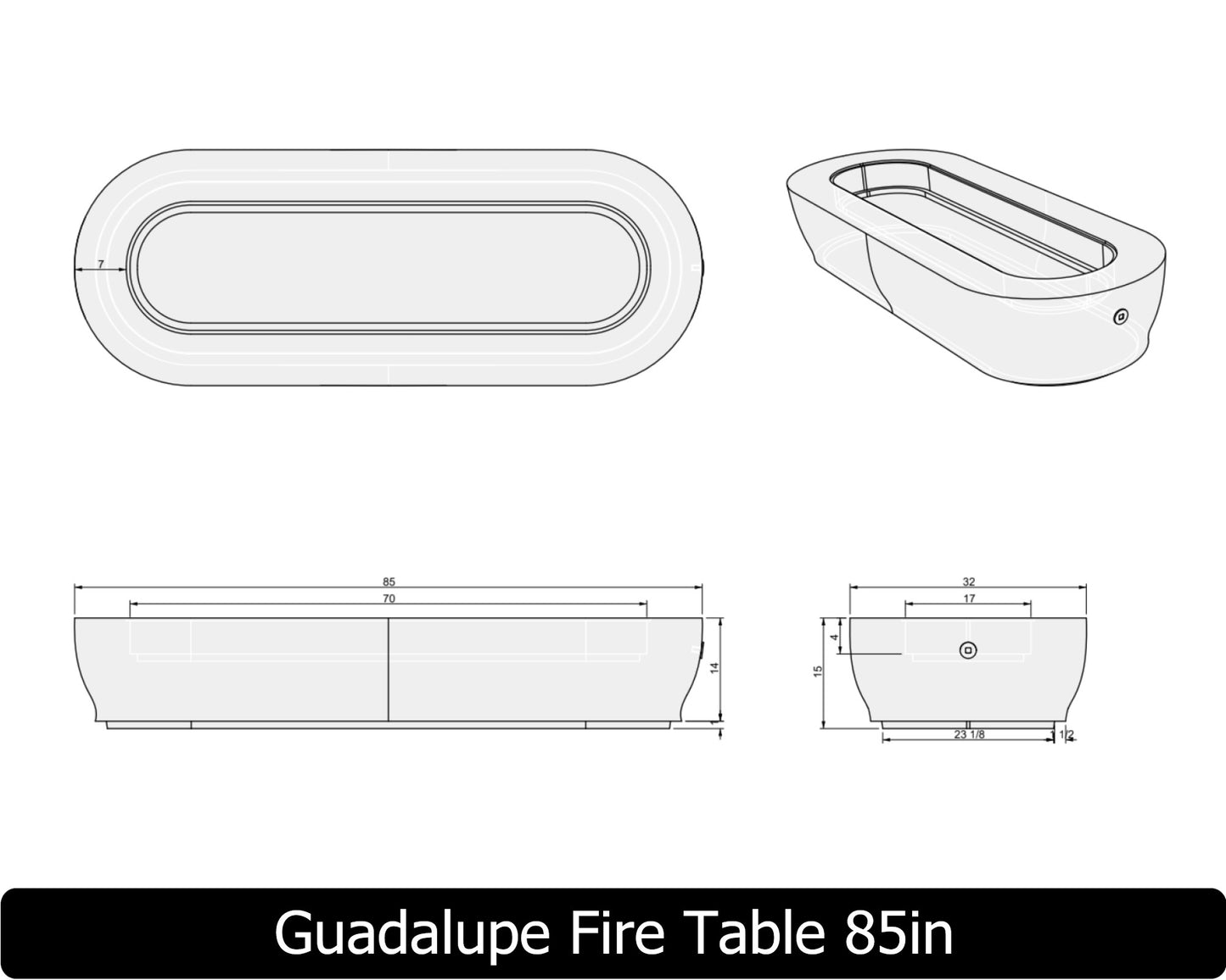 The Freedom Collection - GUADALUPE Concrete Fire Table