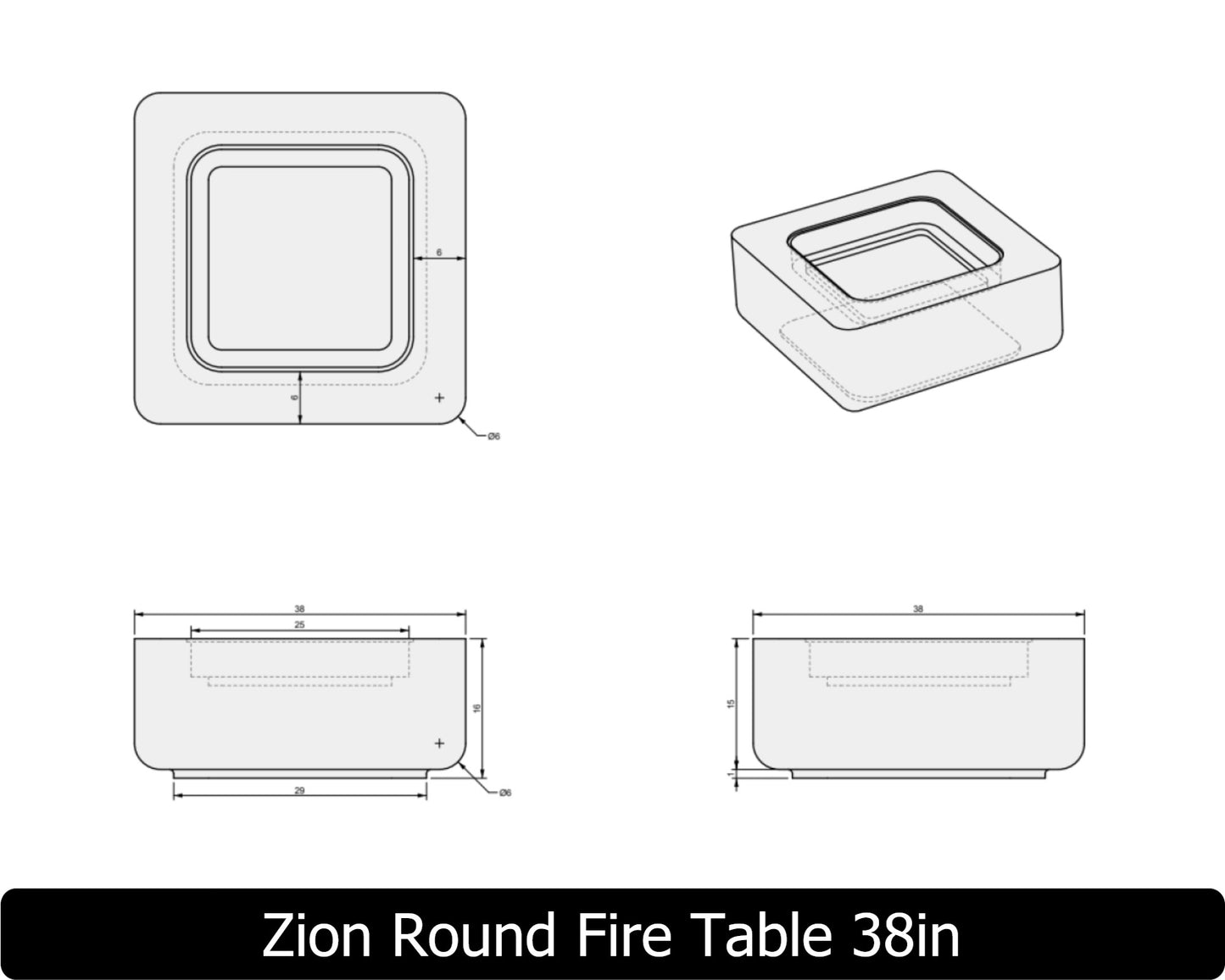 The Freedom Collection - ZION ROUND Concrete Fire Table