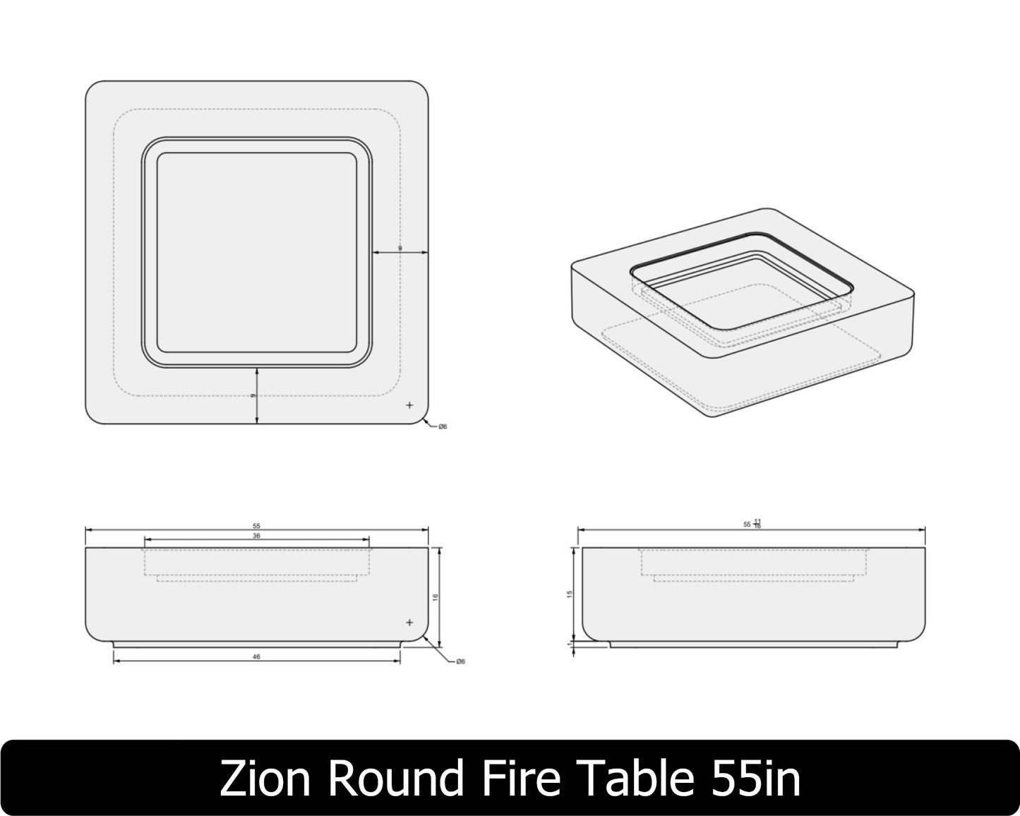 The Freedom Collection - ZION ROUND Concrete Fire Table