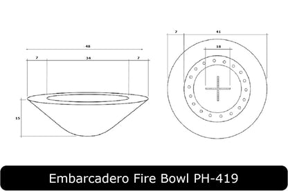 Embarcadero Fire Bowl Dimensions