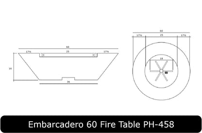 Embarcadero 60 Fire Bowl Dimensions