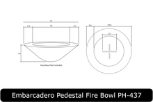 Load image into Gallery viewer, Embarcadero Pedestal Fire Bowl Dimensions
