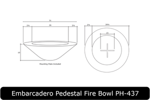 Embarcadero Pedestal Fire Bowl Dimensions