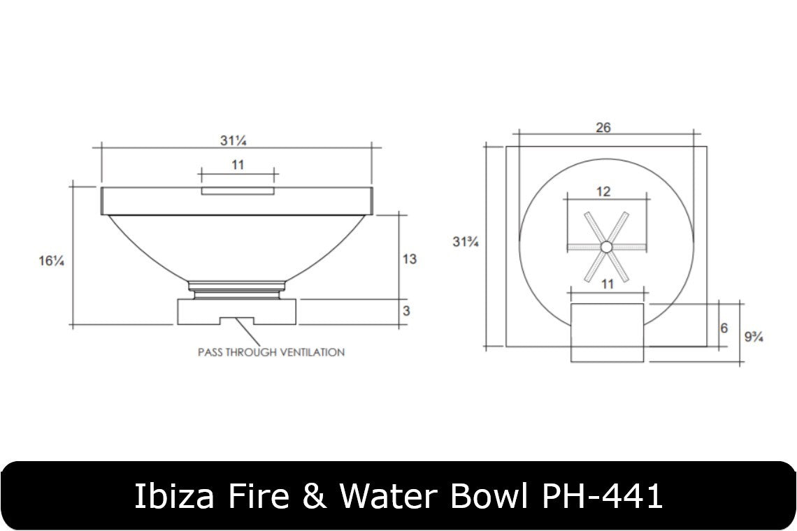 Ibiza Fire Bowl Dimensions