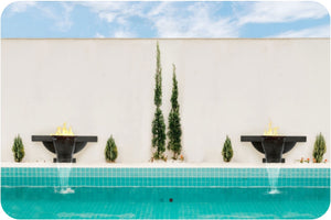 Lifestyle Image of the Ibiza Concrete Fire & Water Bowl