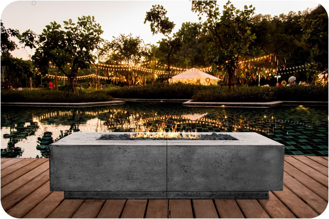 Lifestyle Image of the Largo 72 Concrete Fire Table