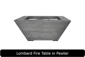 Lombard Fire Table in Pewter Concrete Finish