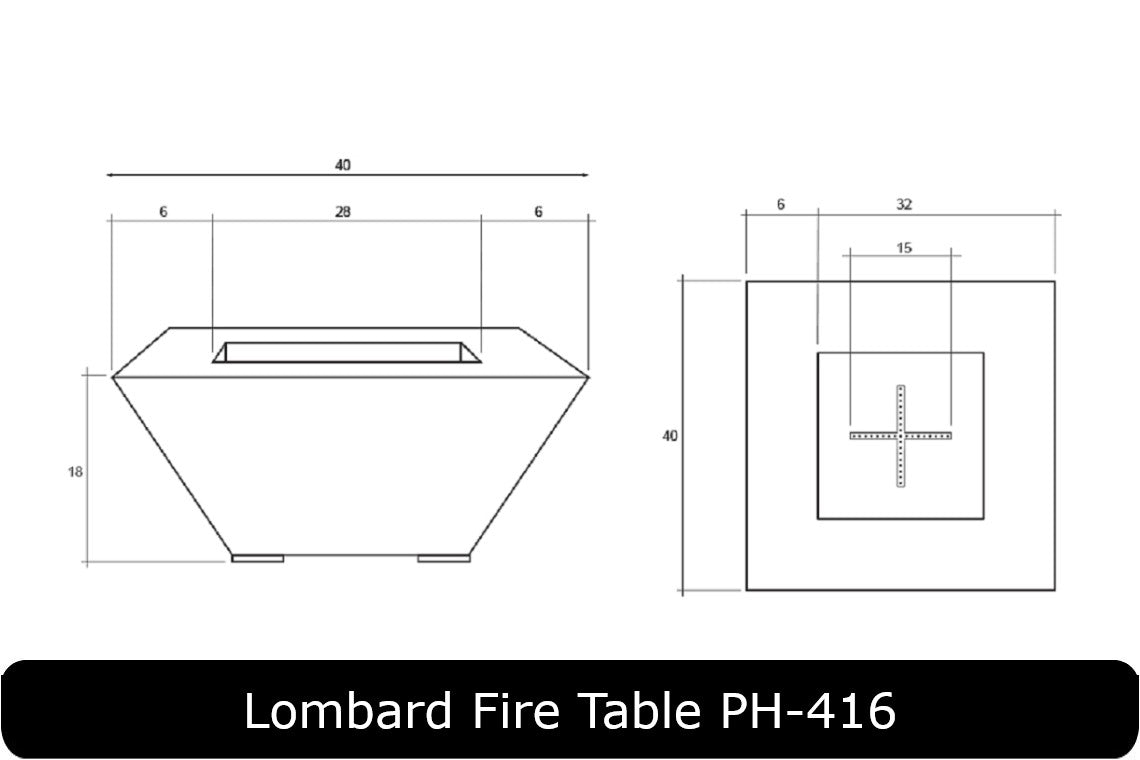 Lombard Fire Table Dimensions