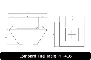 Lombard Fire Table Dimensions