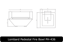 Load image into Gallery viewer, Lombard Pedestal Fire Table Dimensions
