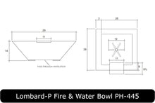 Load image into Gallery viewer, Lombard-P Fire Bowl Dimensions
