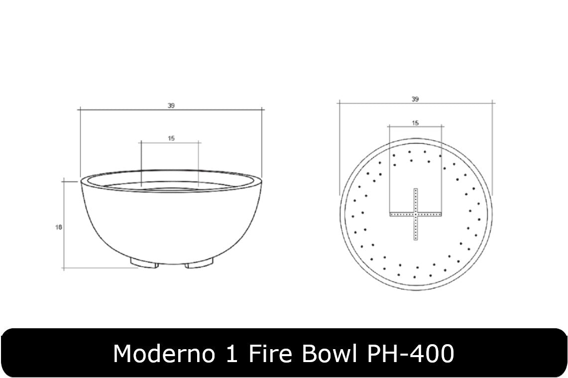 Moderno 1 Fire Bowl Dimensions