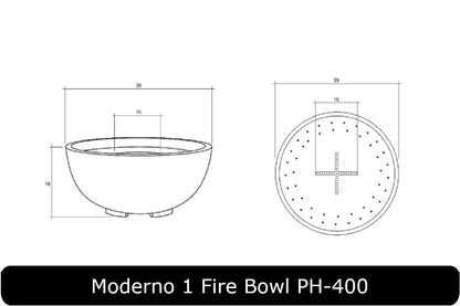 Moderno 1 Fire Bowl Dimensions