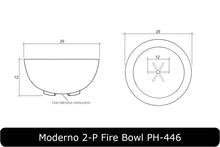 Load image into Gallery viewer, Moderno 2-P Fire Bowl Dimensions
