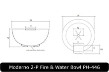 Load image into Gallery viewer, Moderno 2 Fire Bowl Dimensions

