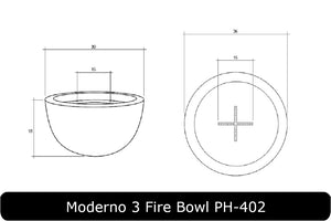Moderno 3 Fire Bowl Dimensions