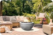 Load image into Gallery viewer, Lifestyle Image of the Moderno 3 Concrete Fire Bowl
