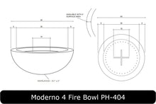 Load image into Gallery viewer, Moderno 4 Fire Bowl Dimensions
