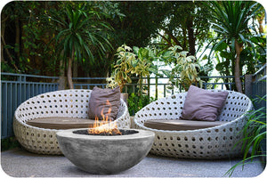Lifestyle Image of the Moderno 5 Concrete Fire Bowl