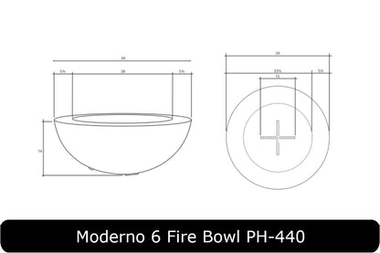 Moderno 6 Fire Bowl Dimensions