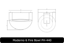 Load image into Gallery viewer, Moderno 6 Fire Bowl Dimensions
