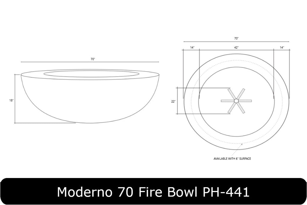 Moderno 70 Fire Bowl Dimensions