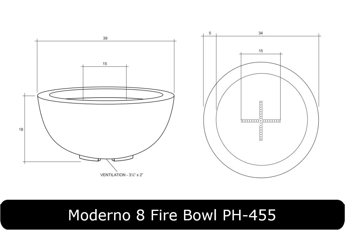 Moderno 8 Fire Bowl Dimensions