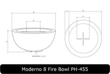 Load image into Gallery viewer, Moderno 8 Fire Bowl Dimensions
