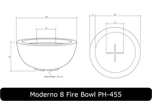Moderno 8 Fire Table Dimensions