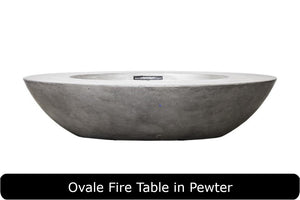 Ovale Concrte Fire Table in Pewter Concrete Finish