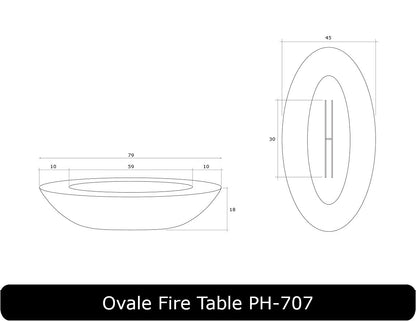 Ovale Fire Table Dimensions