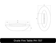 Load image into Gallery viewer, Ovale Fire Table Dimensions
