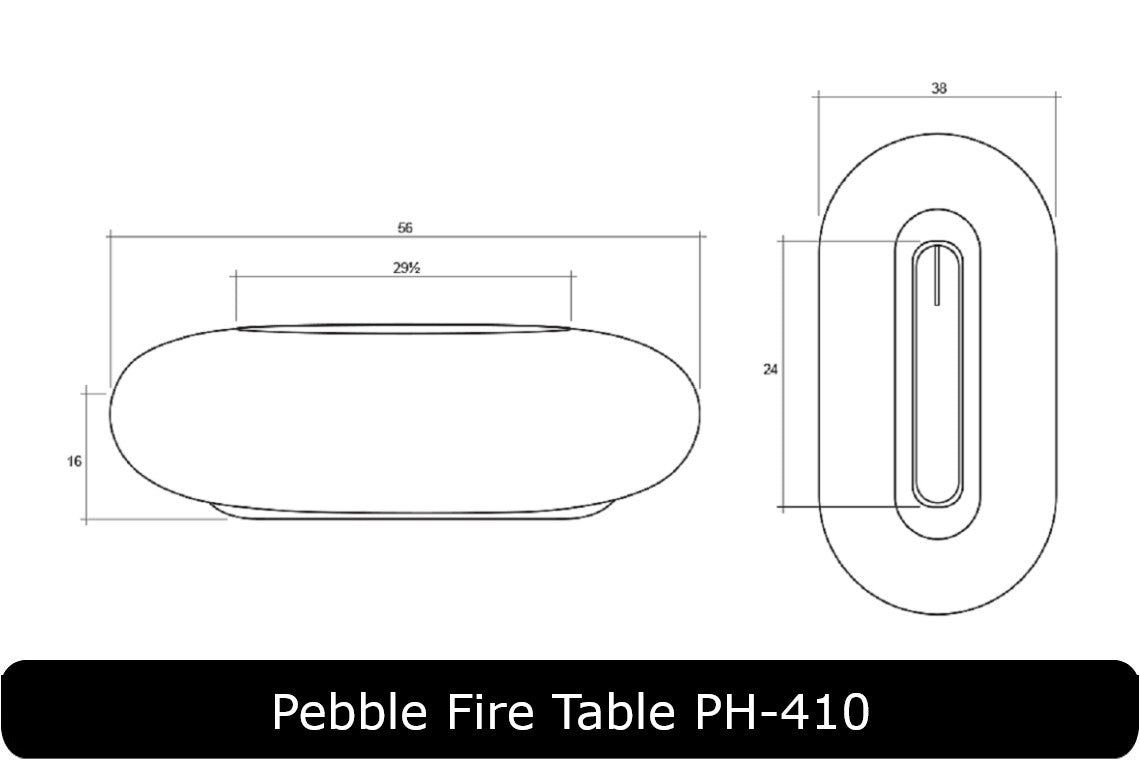 Pebble Fire Table Dimensions