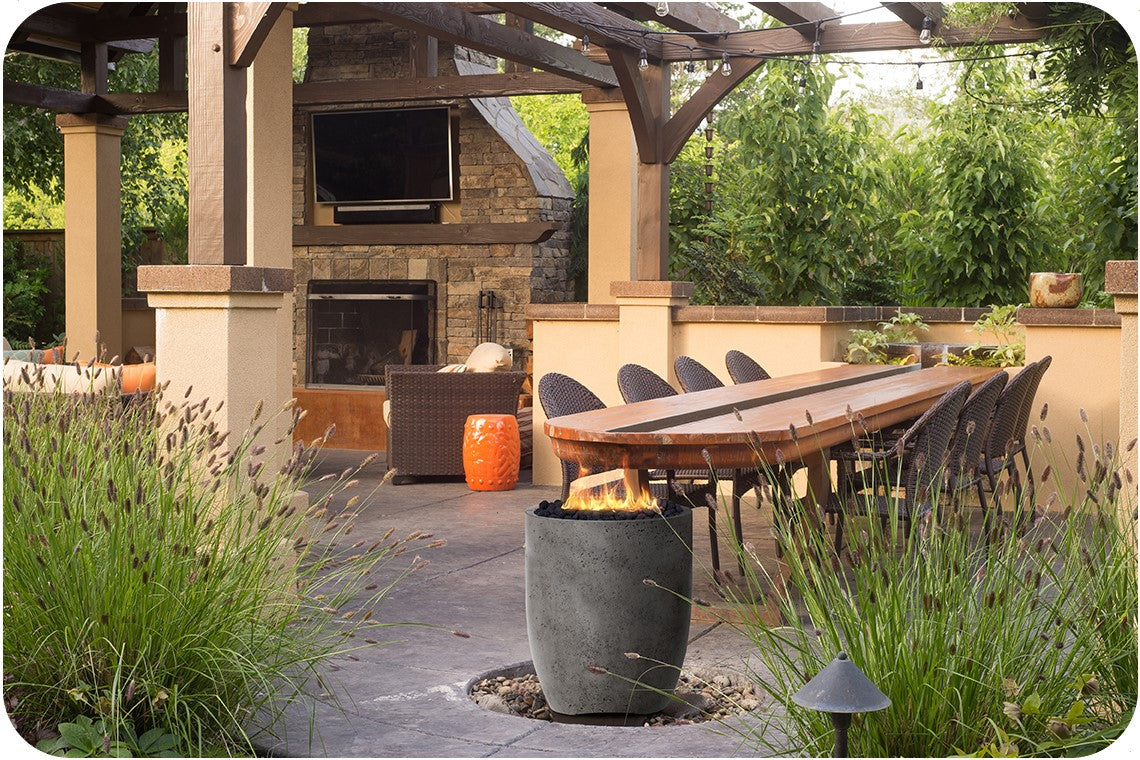 Lifestyle Image of the Pentola 3 Concrete Fire Bowl