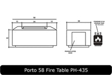 Load image into Gallery viewer, Porto 58 Fire Table Dimensions
