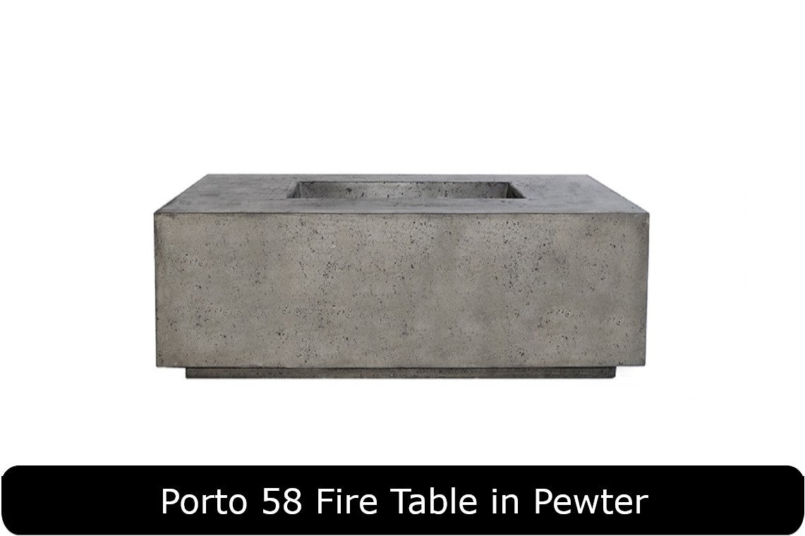 Porto 58 Fire Table in Pewter Concrete Finish