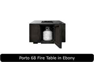Porto 68 Fire Table in ebony Concrete Finish