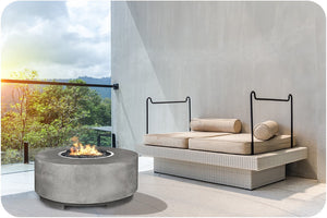Lifestyle Image of the Rotondo Concrete Fire Table