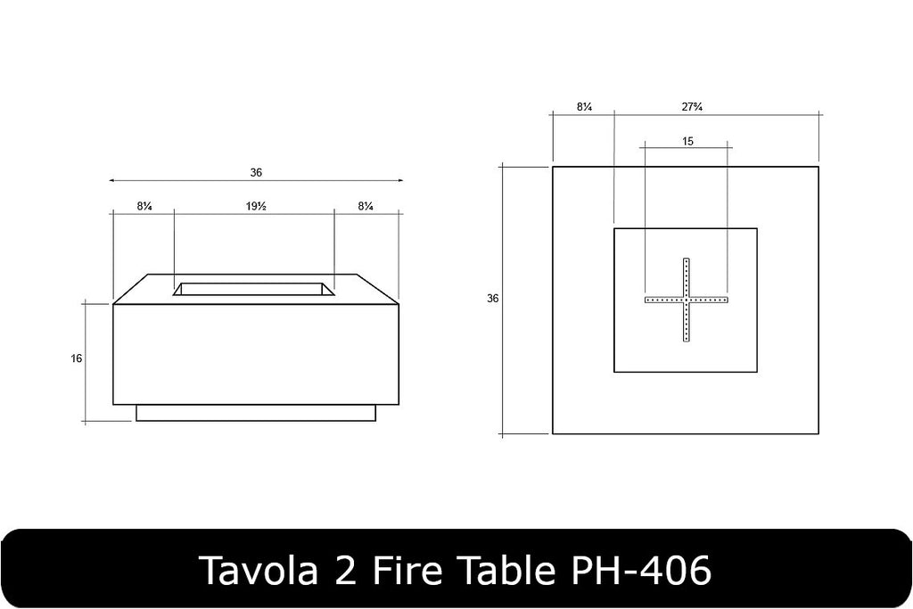 Tavola 2 Fire Table Dimensions
