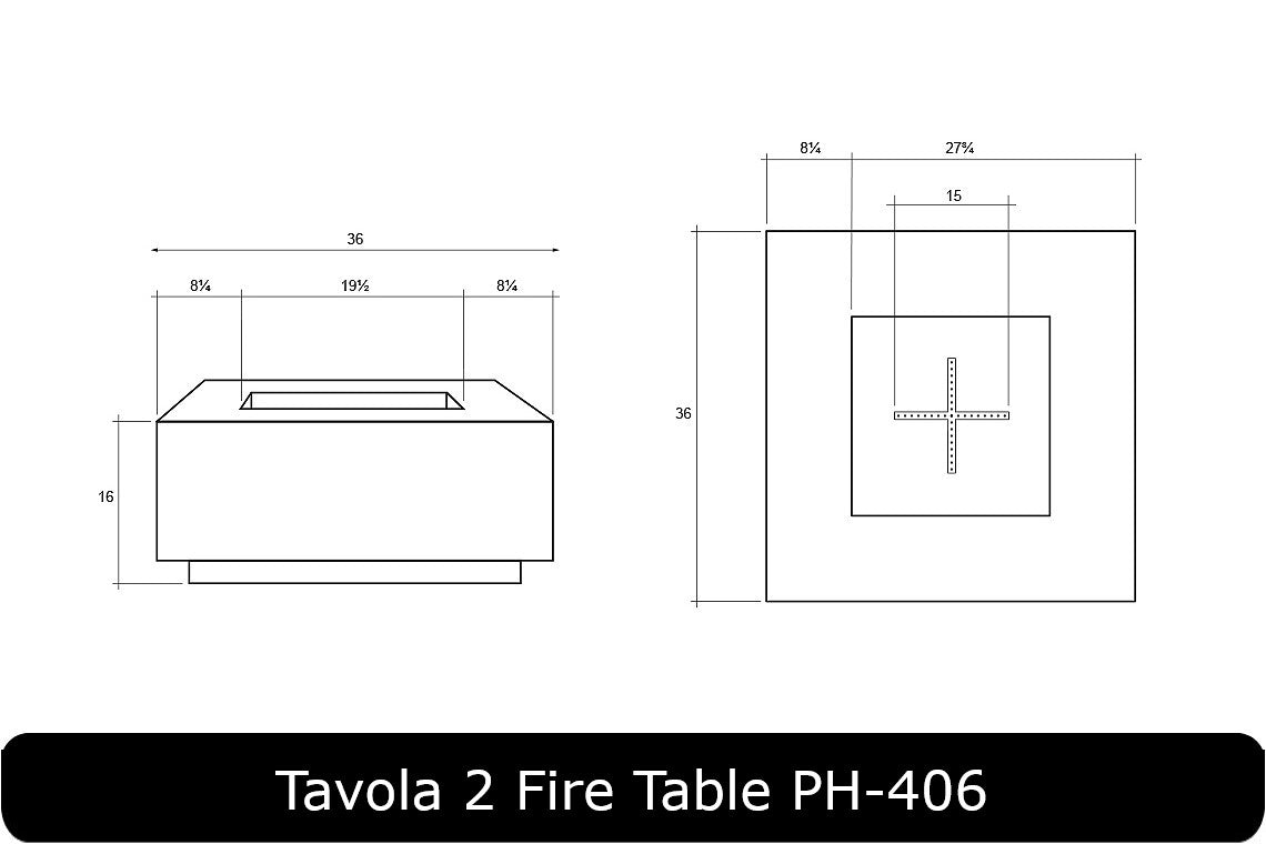 Tavola 2 Fire Table Dimensions