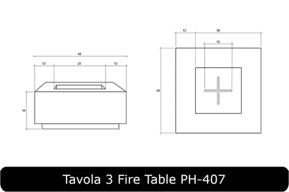 Tavola 3 Fire Table Dimensions