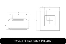 Load image into Gallery viewer, Tavola 3 Fire Table Dimensions
