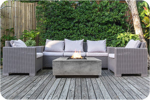 Lifestyle Image of the Tavola 3 Concrete Fire Table