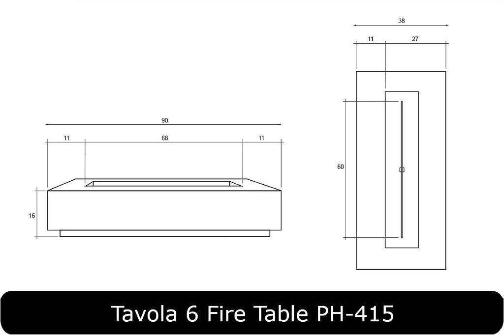 Tavola 6 Fire Table Dimensions