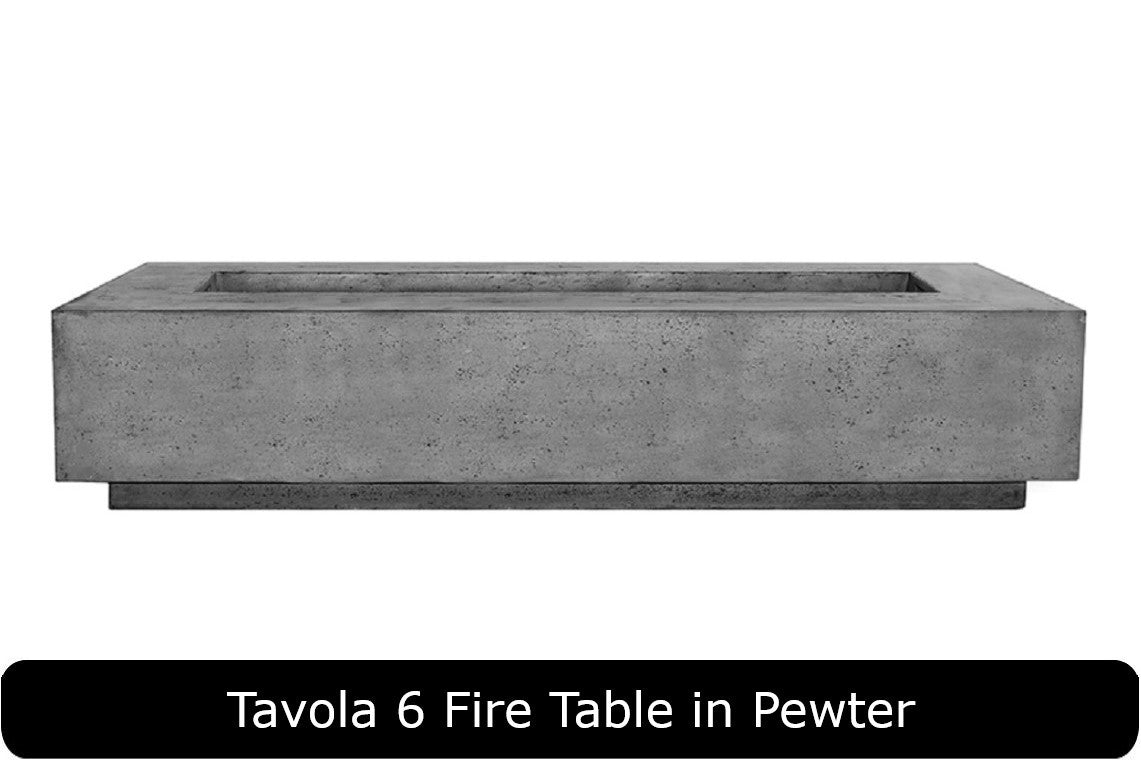 Tavola 6 Fire Table in Pewter Concrete Finish