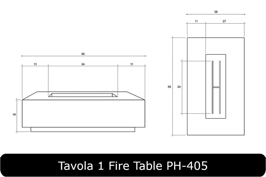 Tavola 1 Fire Table Dimensions